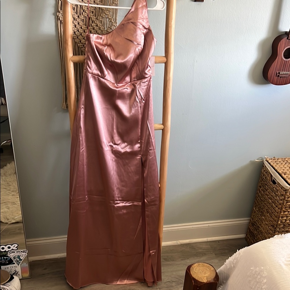 Bridesmaid dress Elegant One Shoulder Pink Dress